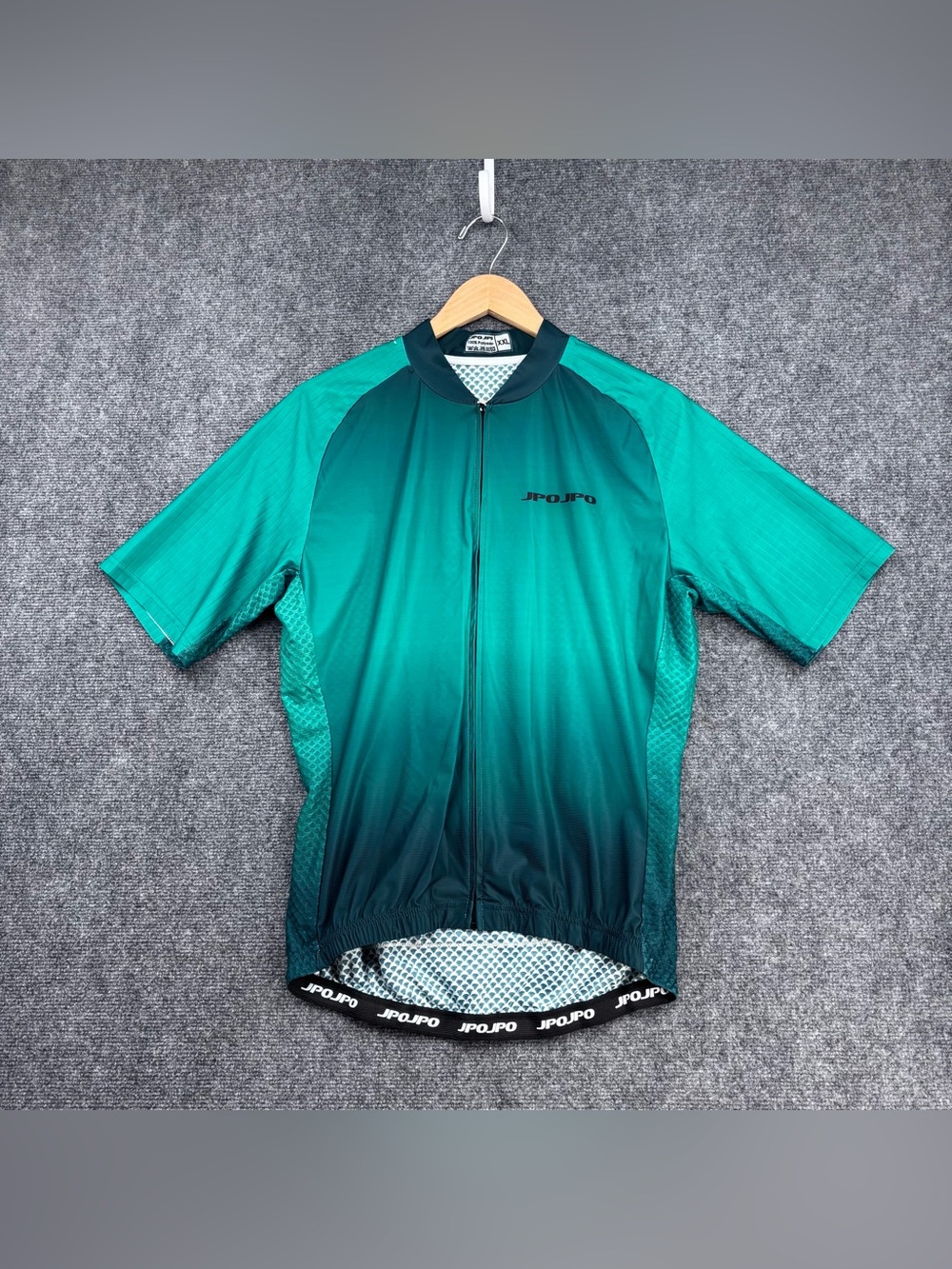 Jpojpo Green Ombré Short Sleeve Full Zip Activewear Cycling Shirt Women’s XXL
